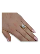 Anneau Zircon Or jaune 14 carats Style vintage vrc015y